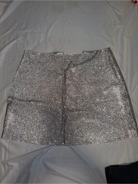 Nasty Gal Silver Glitter Mini Skirt